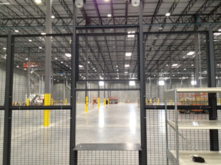Distribution Center Secure Inventory Storage Cage with Service Window