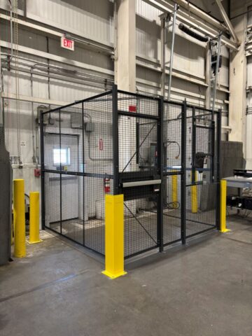 840 Woven Mesh Drive Cage with Service Window Hinged Door Case Study 02