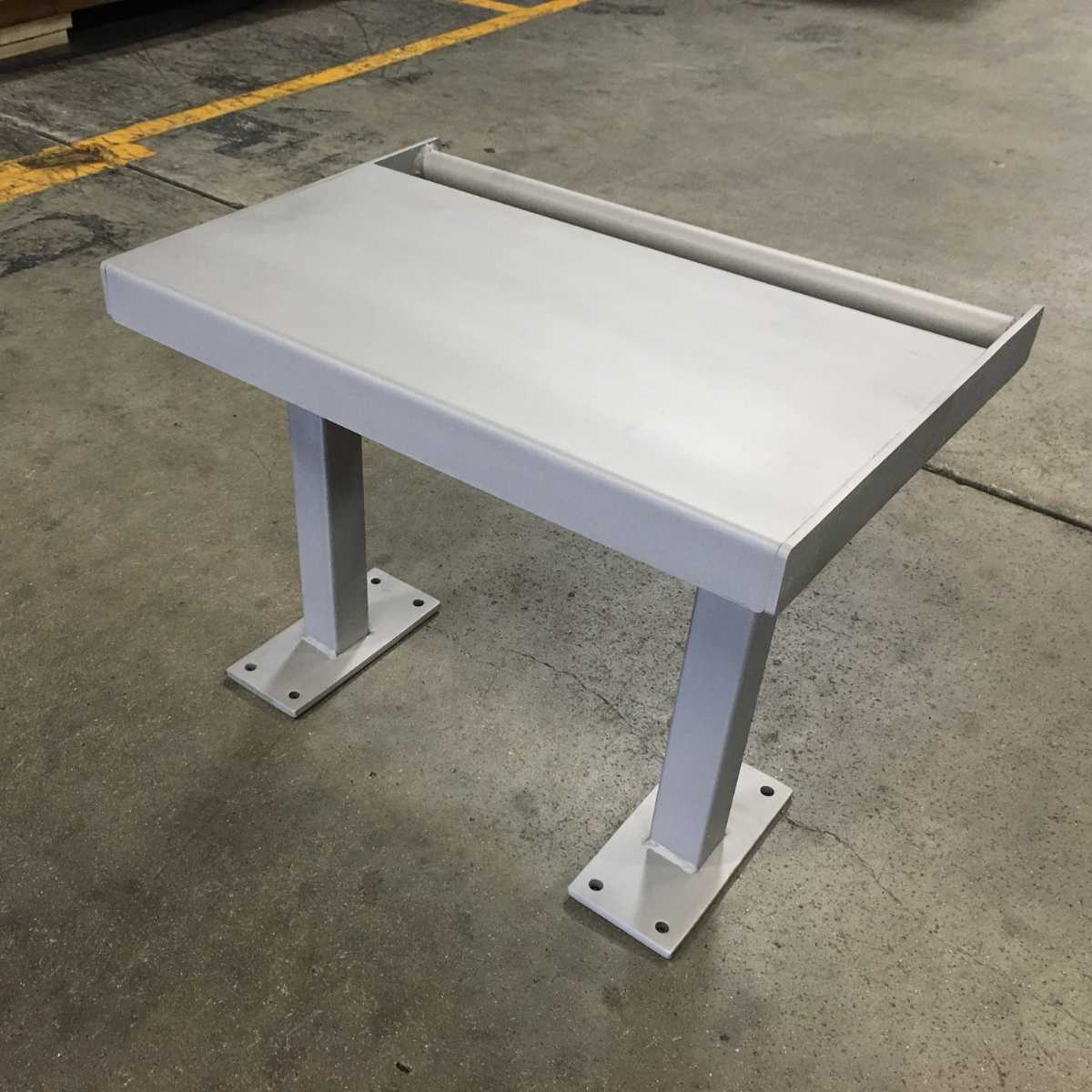 silver metal bench