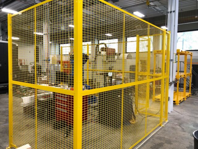 Yellow Woven 840 Industrial Shelving Robotics Machine Guarding Case Study 04